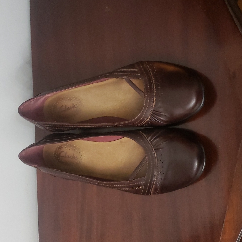 Clarks Brown Flat Shoes Leather 73293 Size 9M